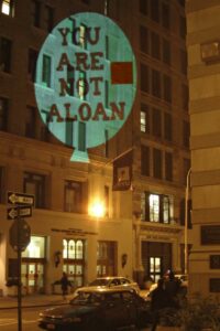 "You are not a loan" projection, New York, 20 sept 2012.